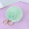 Llavero de Bola de Pelo de Conejo Rex Sintético de 8 cm Adorno Creativo para Coche Llavero Colgante de Bolsa Rellena de Pelo Sintético Regalo