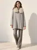 Casaco de Visão de Outono/Inverno 2025 Casaco de Lã Dupla Face para Mulheres Baixas Casaco Quente Casual Casaco 100% Lã Feminino