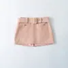 Falda de Cintura Alta con Cinturón para Mujer, Estilo Europeo y Americano, Pana Retro, Sexy Anti-Exposición, Ajuste Ceñido, Falda Corta de Línea A que se Ajusta a la Cadera