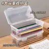 Organizador de lápices de gran capacidad, caja de almacenamiento de papelería transparente, portalápices de tamaño grande, caja de almacenamiento para dibujos y crayones para niños para uso en escritorio