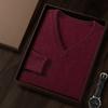Suéter de Cachemira con Cuello en V para Hombre, Suéter Holgado, Color Sólido, Tejido de Cachemira, Camiseta Base, Nuevo Otoño e Invierno 2024