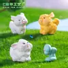 Fofa estatueta de cachorrinho cartoon, decoração DIY, acessório de cápsula surpresa, ornamento para carro ou mesa em miniatura