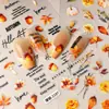 Novos adesivos de arte para unhas retrô com tema de outono, folha de bordo e florais, novos adesivos de arte para unhas 3D em relevo e adesivos para celular
