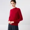Novo suéter de cashmere puro para outono e inverno com gola de renda, corte justo, versátil, quente, de manga comprida, camada base de tricô