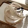 Faixa de Cabelo Tecida de Linho com Temperamento Super Fada Boêmia Prendedor de Cabelo Vazado Largo para Mulheres Elástico de Cabelo com Furo para Cabelo Acessórios de Cabelo