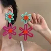"Ilha de Férias" Flores da Primavera e Verão Longos Nicho High-end Brincos de Tarraxa Borla Estilo Feriado Mostram o Rosto Pequenos Brincos para Mulheres