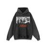 Moletom com Capuz Estampado de Animação High Street Europeu e Americano Oversize Lavagem Antiga Manga Longa Masculino e Feminino Hip Hop Moda Nacional