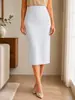 Popular Falda Lápiz Elástica de Comercio Exterior para Mujer, Corte Ajustado, Longitud Media, Fluida, Falda Casual Negra, Falda Profesional de Oficina