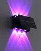 Lámpara de Pared Luminosa Solar 6LED Arriba y Abajo Lavador de Pared de Patio Panel Solar Lámpara de Jardín Exterior Luz de Ambiente para Valla