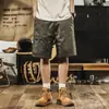 Pantalones cortos de trabajo de algodón de sarga pesada estilo americano para hombre, pantalones cortos de trabajo resistentes al desgaste para verano, pantalones rectos retro holgados de moda