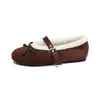 Wei Wei Girl 2115-6 Zapatos de Peluche Mary Jane Zapatos Peludos Cálidos de Invierno Botas de Nieve Planos tipo Birkenstock Franceses