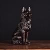 Adornos de Perro Lobo Tallados en Madera Maciza de Ébano Manualidades de Perro del Zodiaco para el Hogar Decoración de Estante Antiguo de Madera Regalos para Cachorros