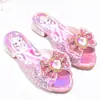 Zapatos Azules de Princesa Elsa de Frozen Sandalias de Verano para Niños Zapatillas Lindas para Niñas Tacones Altos Sandalias para Niñas