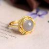 Anillo redondo de jade hetiano natural chapado en oro Xirui S925 con luz de jade púrpura, de lujo, creativo, con temperamento abierto para mujer