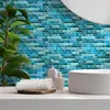 Adesivos de Parede Autoadesivos Mosaico de Listras Longas Azuis Fundo 3D Gota de Cola Removível Adesivos de Parede Simples Atacado