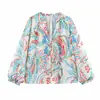 Camisa de Popelina Informal Holgada con Estampado de Manga Larga para Mujer Estilo Europeo y Americano 2025 0134