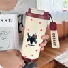 Taza Aislada Lychee Girly de Acero Inoxidable Portátil para Viaje Taza de Café para Estudiantes, Taza de Agua con Popote de Alta Apariencia Venta al por Mayor