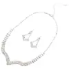 Collar de Novia Estilo Coreano Joyería Pendientes Juego de Dos Piezas en Forma de V Cadena de Garras con Pedrería Juego de Joyería Incrustado con Diamantes N270