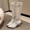 Botas Altas de Tacón Alto para Mujer Chuyuji, Estilo Nuevo Primavera y Otoño 2026 con Hebilla de Cinturón y Remaches, Elegante Punta Fina y Tacón Alto Fino
