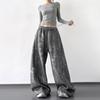 Calça Larga Tie-Dye Americana para Mulheres 2025 Super Popular Outono Novo Cintura Alta Casual Esportiva para Pessoas Altas
