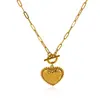 Collar Colgante Corazón Esmalte Goteado Estilo Nuevo Transfronterizo Europeo y Americano Cadena con Cierre OT Chapada en Oro de 18 Quilates Acero Inoxidable Joyería para Mujeres