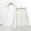 Conjunto de dos piezas para mujer de modal con cuello en V, top sin mangas y shorts, fino de verano, talla grande, nuevo, holgado, conjunto para casa