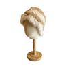 Gorro de punto de lana mixta con pelo de conejo para mujer, cálido, para otoño e invierno, con protección para las orejas, de felpa a rayas, de pescador.
