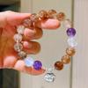 Pulseira de Prata 925 10-11mm Natural Transparente Fio Múltiplo Preto Básico Dourado Super Lua de Julho Ametista