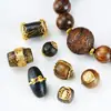 Pulsera de Madera de Agar Natural con Bolsa de Cuentas Barriles de Oro de 24K Hecha a Mano DIY Pulsera Wenwan Cuentas Espaciadoras para Pulsera Colgante Al por Mayor