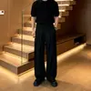 Moda Outono Calças Casuais Fluidas de Alta Qualidade Tendência Americana Masculina Cor Sólida Alongamento das Pernas Retas Calças Sociais Tendência