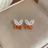 Pendientes de Botón con Borla de Circonia Chapados en Oro Real de 18k Lujo Ligero Moda de Alta Gama Exquisitos Pendientes Joyería de Oreja Versátil de Nicho para Mujeres