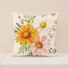 Conjunto Floral Novo de Primavera de Almofadas de Assento Estampadas com Letras em Poliéster, Combinação Versátil de Almofadas para Sofá de Interior