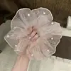 Tule de Princesa Sereia ao Sol ~ Prendedor de Cabelo de Tule com Pérolas Estilo Coreano para Mulheres, Acessório de Cabelo Versátil e Estiloso