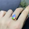 Anillo de Ópalo Natural para Dama Apertura Ajustable Atmósfera de Moda Piedra Principal 8x 12mm Gotas de Agua Grandes Salida de Fábrica