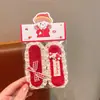 Diadema de Hilo Rojo para Bebé Niña Otoño e Invierno Año Nuevo con Velcro Adhesivo Pegatinas de Animales para Flequillo Pinzas para el Cabello Enbolsado