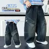 Ropa infantil pantalones de niño otoño 2026 nuevo estilo pantalones cargo de mezclilla para primavera y otoño para niños de mediana edad otoño casual pantalones largos