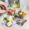 Regalo para el Día del Maestro, Adornos para el Día de San Valentín Chino, Flores Artificiales, Margaritas Tejidas, Flores de Lana, Cestas Pequeñas de Flores, Ramos, Recuerdos