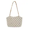 Bolso de hombro vintage de pana transfronterizo con lazo de lunares, bolso de mano casual simple para el día a día