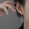 Pendientes Largos de Tira Completa con Diamantes, Elegante Estilo Socialité para Viajar, Fila de Aros de Diamante, Pendientes Geométricos de Zirconia Transfronterizos Europeos y Americanos para Mujer