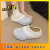 Nuevas Pantuflas de Verano 2026 con Encaje y Perlas, Punta Cerrada para Mujer, Sin Cordones, Plataforma Estilo Birkenstock, Medias Pantuflas de Exterior