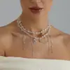 Accesorios transfronterizos europeos y americanos: Collar de corazón con cuentas transparentes y brillantes, moderno y funcional, versátil y único