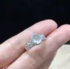 Anillo de Plata de Ley S925 Estilo Vintage Huevo de Jade Espuma de Agua para Mujer, Anillo de Encaje Versátil Exquisito de Lujo Ligero, Nuevo Estilo Chino Jade