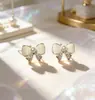 Pendientes de Lazo de Perla para Mujer, Diseño de Nicho, Pendientes de Alta Gama, Nuevos Pendientes de Moda 2024 Primavera y Verano, Suaves y Dulces