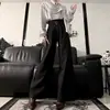 Calça flare de perna reta desconstruída estilo japonês, tendência de nicho, resistente, calça casual de cintura alta, calça longa versátil, nova moda