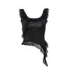 Moda de Verano Europea y Americana 2025 Ropa para Mujer Chica Picante Cuello en U Volantes Irregular Informal Versátil Sin Mangas Camiseta sin Mangas