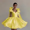 Vestido corto strapless de comercio exterior con hombros abullonados, falda de tul satinada de cintura alta, adecuado para fiestas de noche, bodas y uso diario