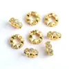 Relleno de Oro de 18K Color Duradero Microincrustado Circonita Agujero Grande Espaciador Cuentas DIY Pulsera de Cristal Colgante Accesorios