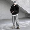 Suéter de manga comprida com lapela MYQ masculino outono estilo coreano solto estilo preguiçoso de alta qualidade cor sólida suéter de gola polo