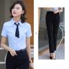 Camisa Profesional para Mujer de Manga Corta Ropa de Trabajo para Recepción de Banco Traje Venta de Verano Moda Femenina Vestido Camisa Elegante OL