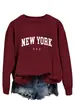 Sudadera versátil casual de cuello redondo Amazon new york usa cómoda para mujer talla extra manga larga top fino europeo y americano